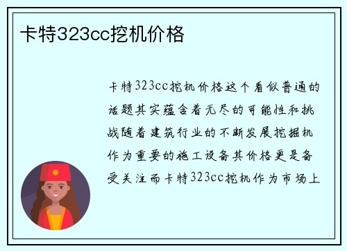 卡特323cc挖机价格